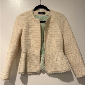 Zara Cream Textured Blazer